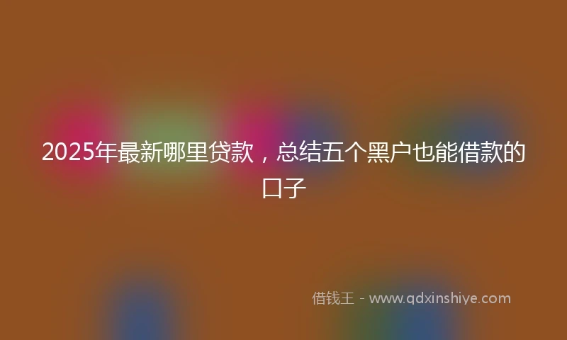 2025年最新哪里贷款，总结五个黑户也能借款的口子