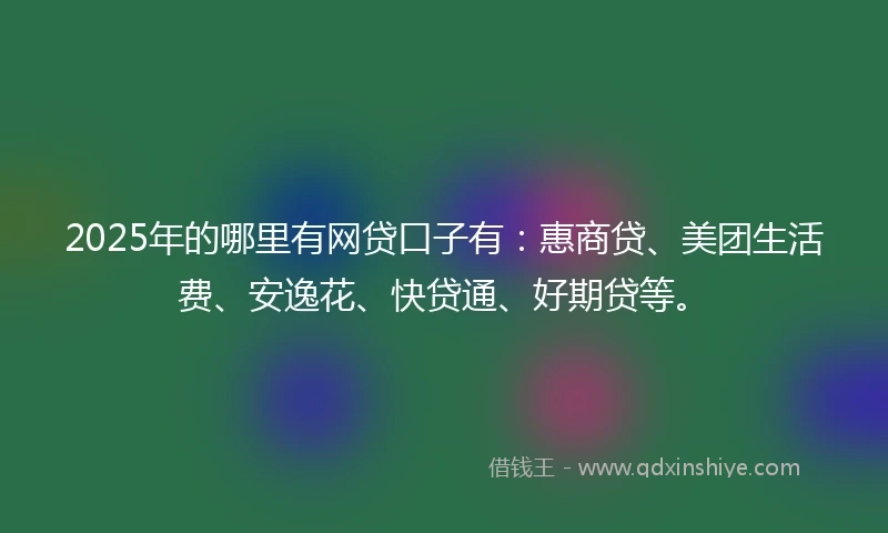 2025年的哪里有网贷口子有：惠商贷、美团生活费、安逸花、快贷通、好期贷等。