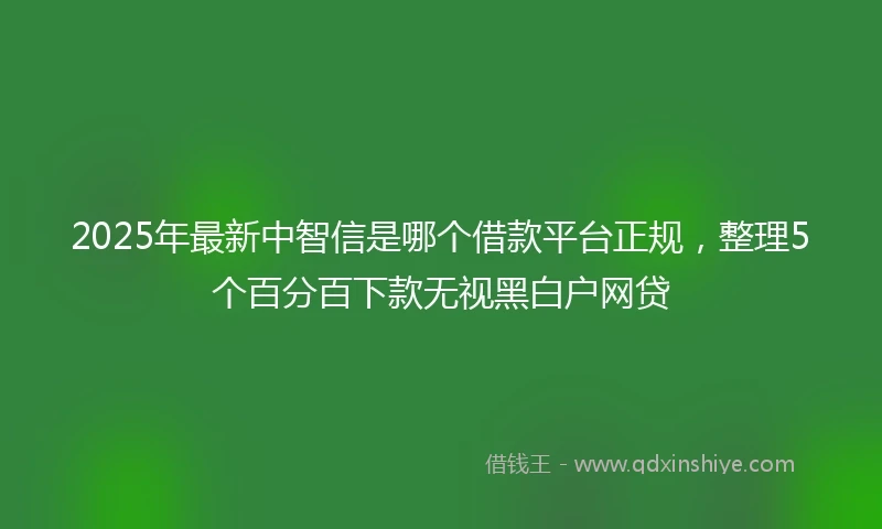 2025年最新中智信是哪个借款平台正规，整理5个百分百下款无视黑白户网贷