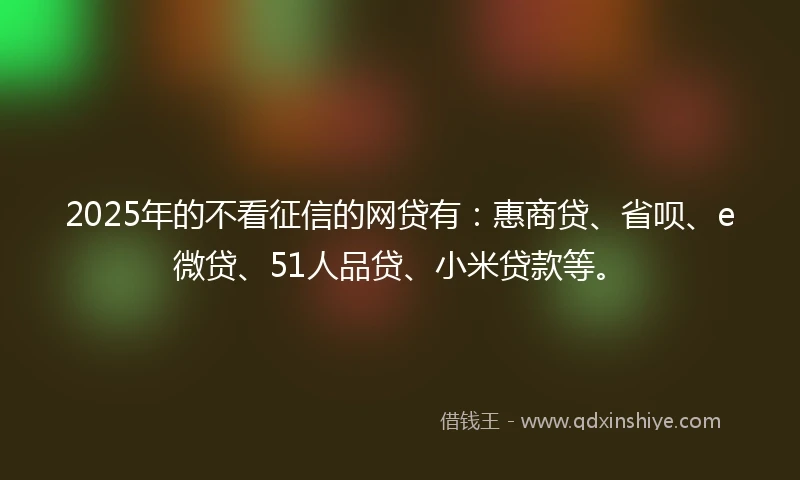 2025年的不看征信的网贷有：惠商贷、省呗、e微贷、51人品贷、小米贷款等。