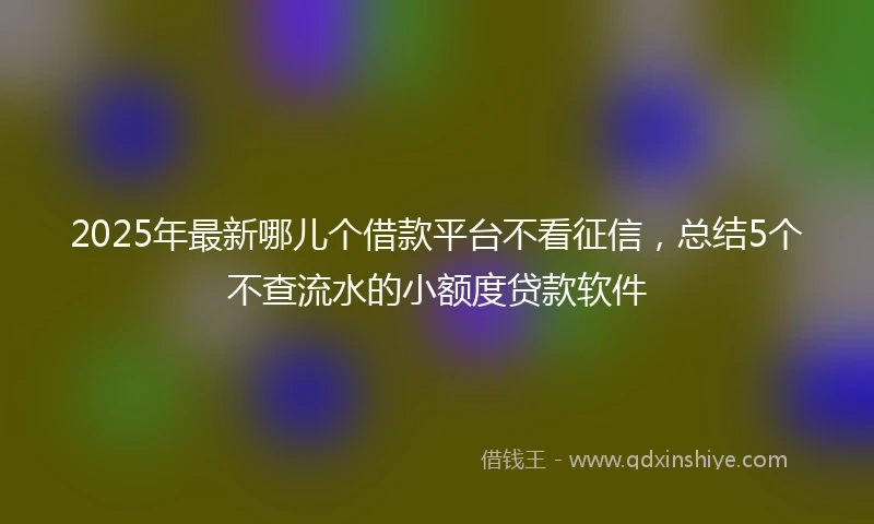 2025年最新哪儿个借款平台不看征信，总结5个不查流水的小额度贷款软件