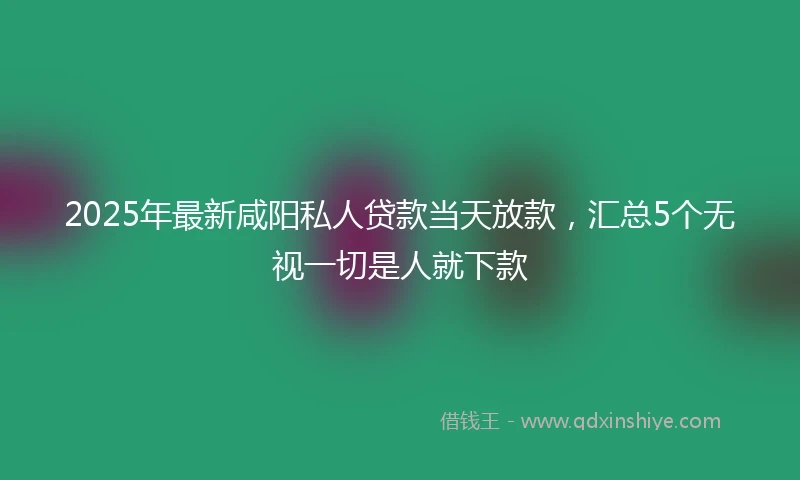 2025年最新咸阳私人贷款当天放款，汇总5个无视一切是人就下款