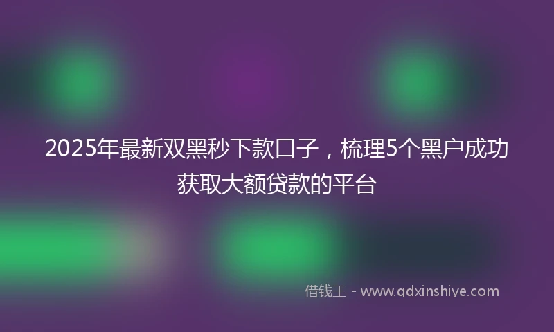 2025年最新双黑秒下款口子，梳理5个黑户成功获取大额贷款的平台