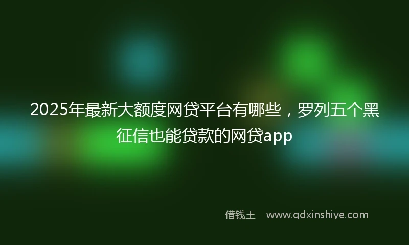 2025年最新大额度网贷平台有哪些,罗列五个黑征信也能贷款的网贷app