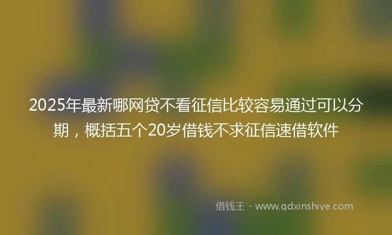 2025年最新哪网贷不看征信比较容易通过可以分期，概括五个20岁借钱不求征信速借软件