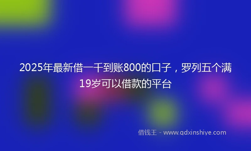 2025年最新借一千到账800的口子，罗列五个满19岁可以借款的平台