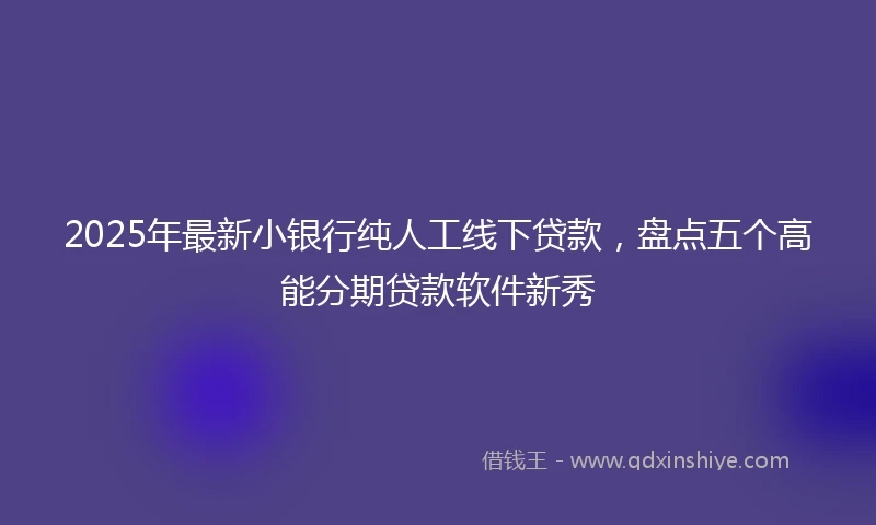 2025年最新小银行纯人工线下贷款，盘点五个高能分期贷款软件新秀