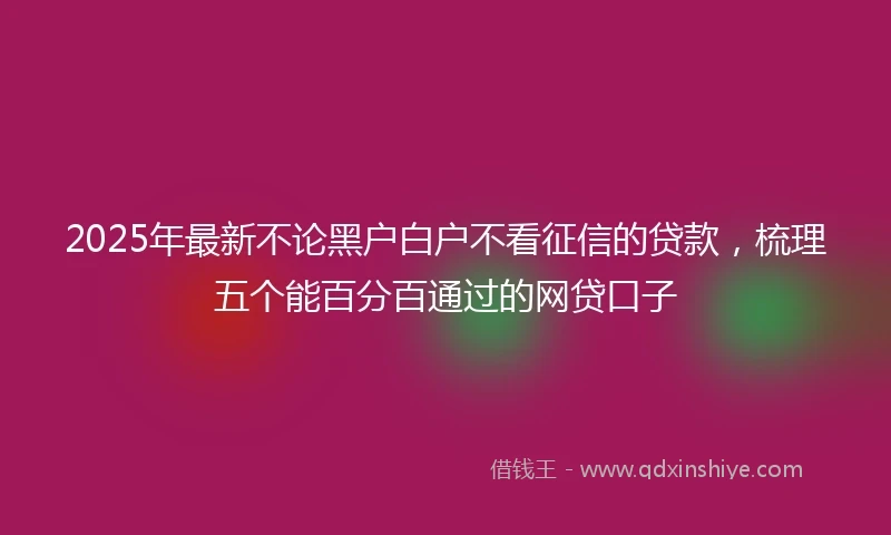 2025年最新不论黑户白户不看征信的贷款，梳理五个能百分百通过的网贷口子