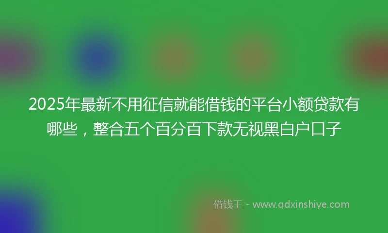 2025年最新不用征信就能借钱的平台小额贷款有哪些，整合五个百分百下款无视黑白户口子