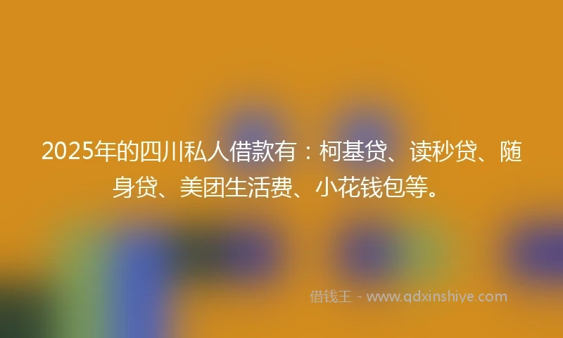 2025年的四川私人借款有：柯基贷、读秒贷、随身贷、美团生活费、小花钱包等。