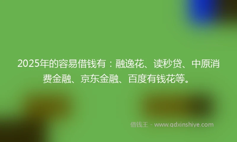 2025年的容易借钱有：融逸花、读秒贷、中原消费金融、京东金融、百度有钱花等。