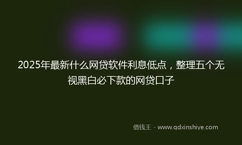 2025年最新什么网贷软件利息低点，整理五个无视黑白必下款的网贷口子