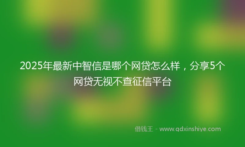 2025年最新中智信是哪个网贷怎么样，分享5个网贷无视不查征信平台
