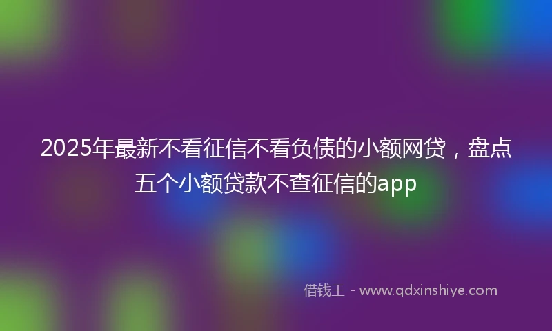 2025年最新不看征信不看负债的小额网贷，盘点五个小额贷款不查征信的app