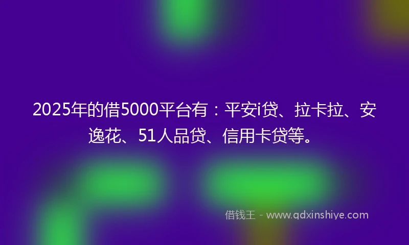 2025年的借5000平台有：平安i贷、拉卡拉、安逸花、51人品贷、信用卡贷等。