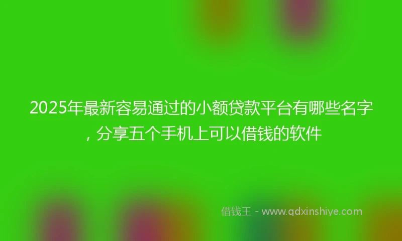 2025年最新容易通过的小额贷款平台有哪些名字，分享五个手机上可以借钱的软件