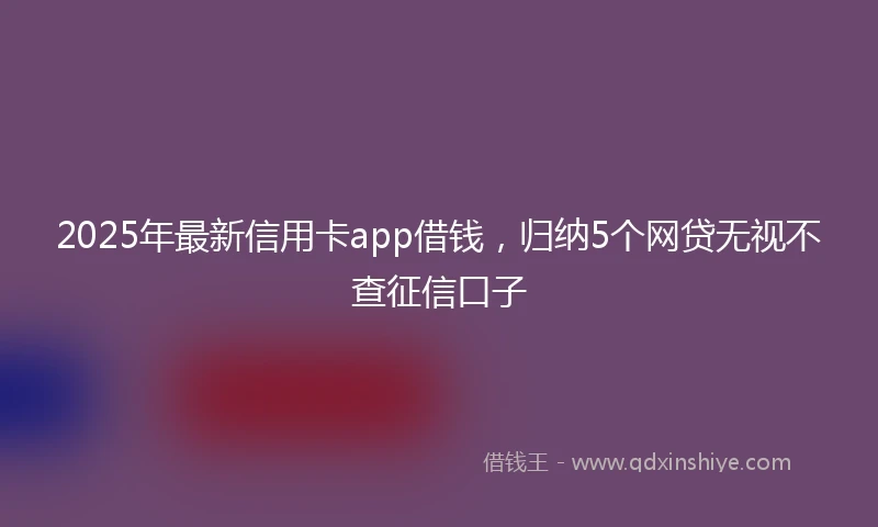 2025年最新信用卡app借钱，归纳5个网贷无视不查征信口子