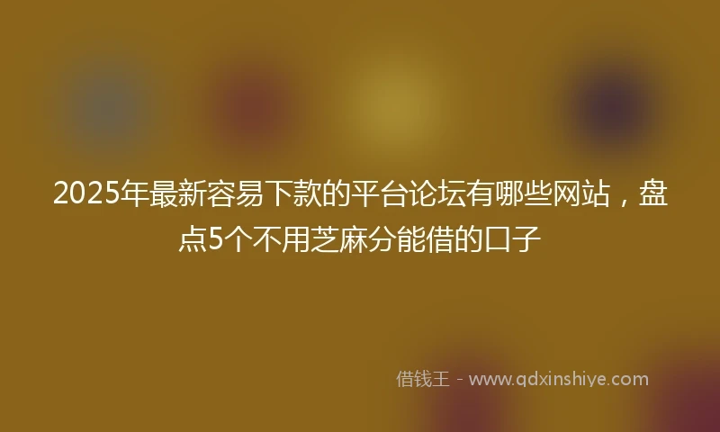 2025年最新容易下款的平台论坛有哪些网站，盘点5个不用芝麻分能借的口子