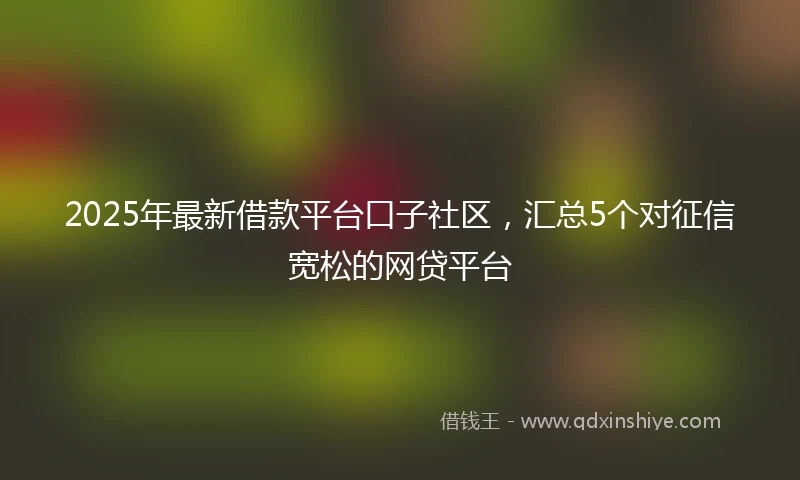 2025年最新借款平台口子社区，汇总5个对征信宽松的网贷平台
