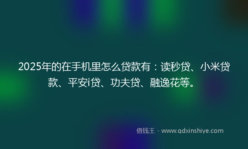 2025年的在手机里怎么贷款有：读秒贷、小米贷款、平安i贷、功夫贷、融逸花等。