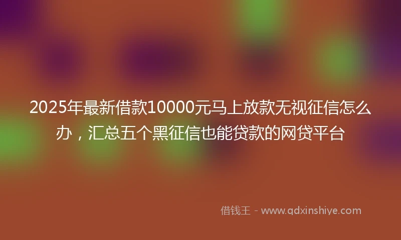 2025年最新借款10000元马上放款无视征信怎么办，汇总五个黑征信也能贷款的网贷平台