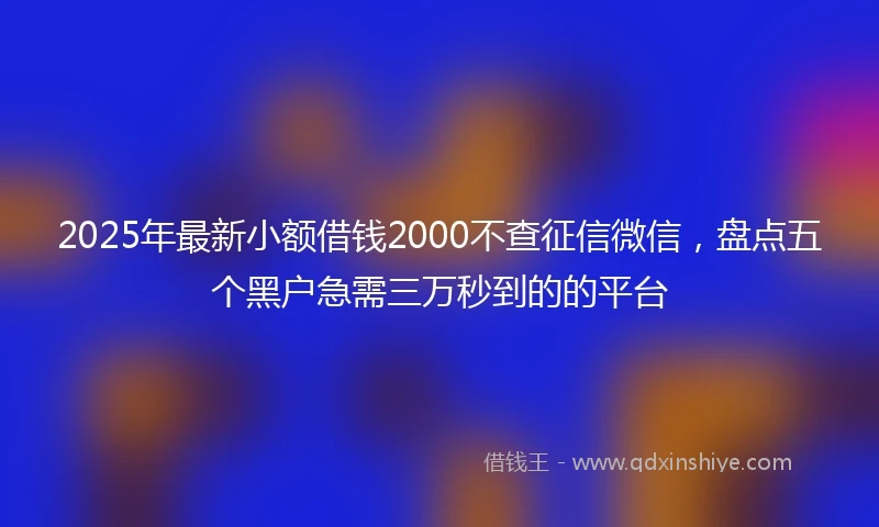 2025年最新小额借钱2000不查征信微信，盘点五个黑户急需三万秒到的的平台