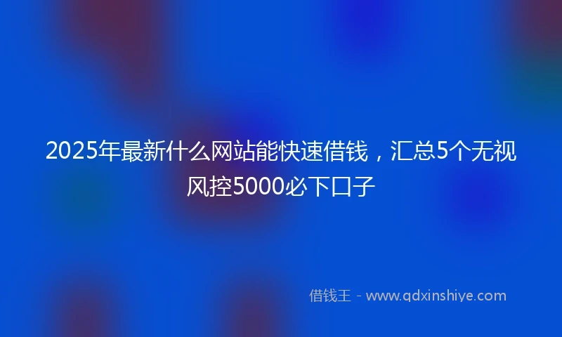 2025年最新什么网站能快速借钱，汇总5个无视风控5000必下口子