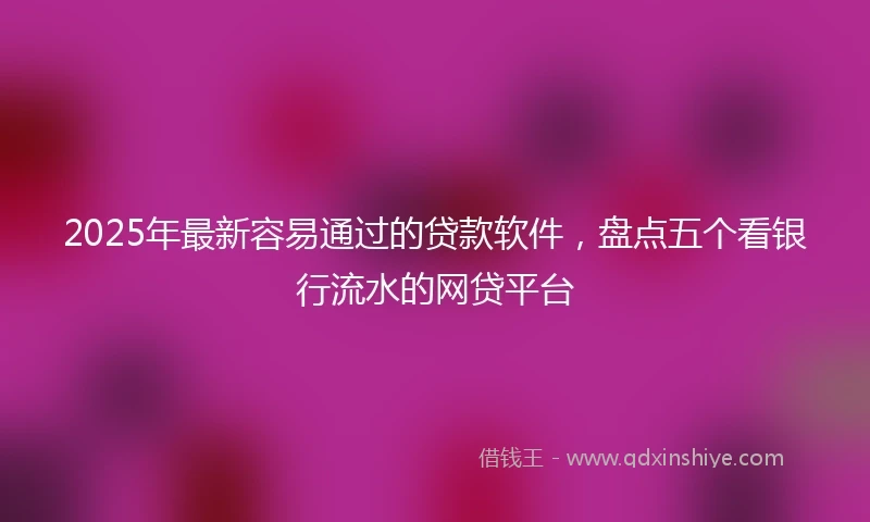 2025年最新容易通过的贷款软件，盘点五个看银行流水的网贷平台