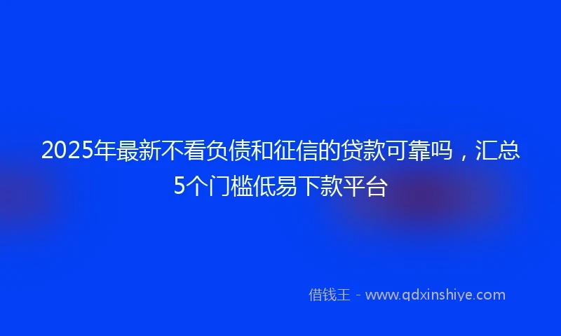2025年最新不看负债和征信的贷款可靠吗，汇总5个门槛低易下款平台