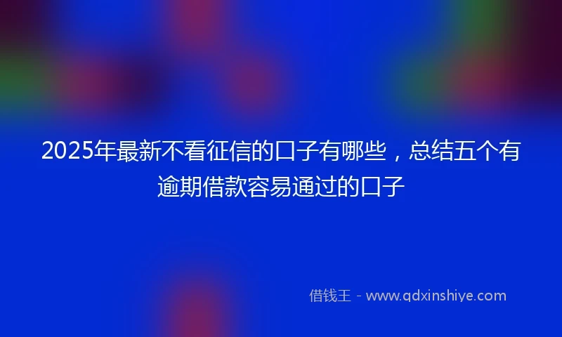 2025年最新不看征信的口子有哪些，总结五个有逾期借款容易通过的口子