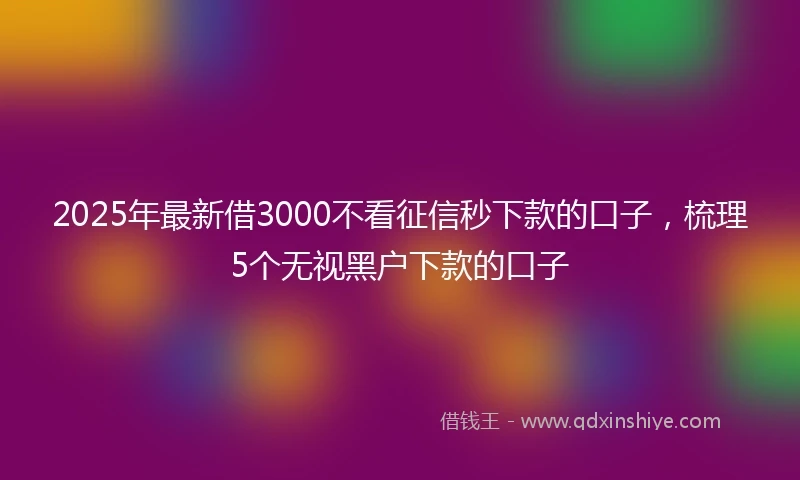 2025年最新借3000不看征信秒下款的口子，梳理5个无视黑户下款的口子