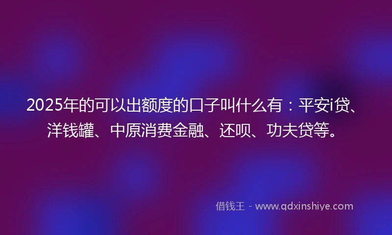 2025年的可以出额度的口子叫什么有：平安i贷、洋钱罐、中原消费金融、还呗、功夫贷等。