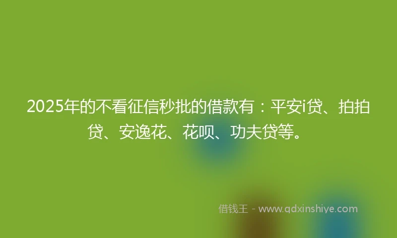2025年的不看征信秒批的借款有：平安i贷、拍拍贷、安逸花、花呗、功夫贷等。