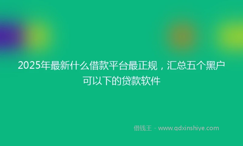 2025年最新什么借款平台最正规，汇总五个黑户可以下的贷款软件