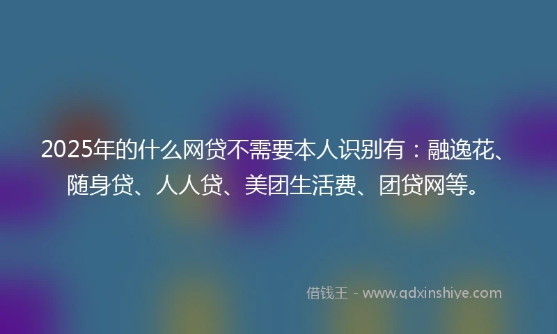 2025年的什么网贷不需要本人识别有：融逸花、随身贷、人人贷、美团生活费、团贷网等。