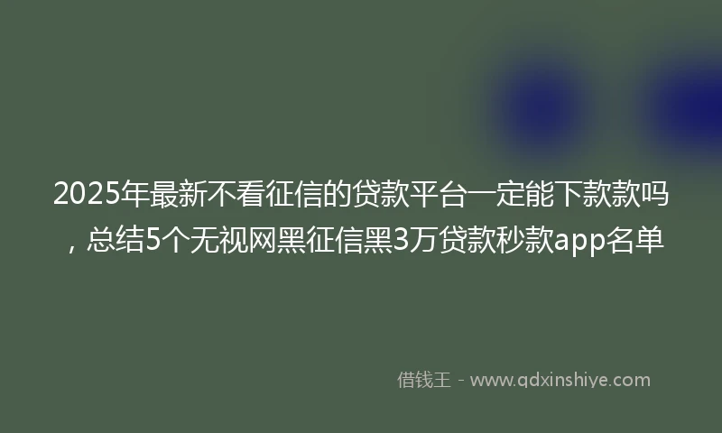 2025年最新不看征信的贷款平台一定能下款款吗，总结5个无视网黑征信黑3万贷款秒款app名单
