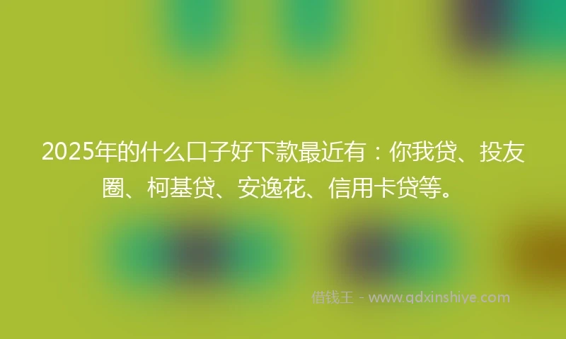 2025年的什么口子好下款最近有：你我贷、投友圈、柯基贷、安逸花、信用卡贷等。