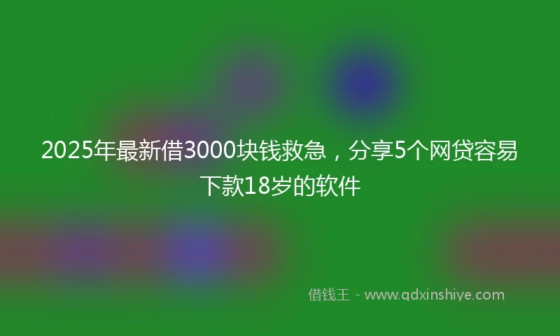 2025年最新借3000块钱救急，分享5个网贷容易下款18岁的软件
