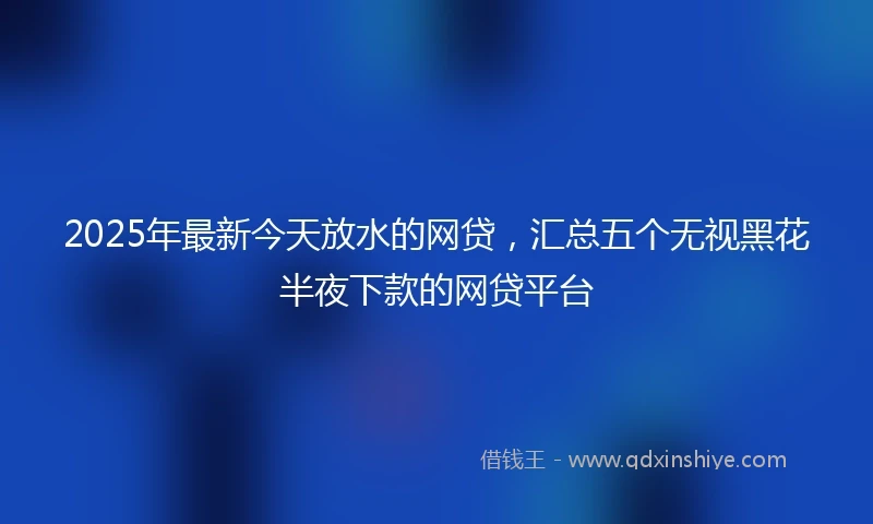 2025年最新今天放水的网贷，汇总五个无视黑花半夜下款的网贷平台