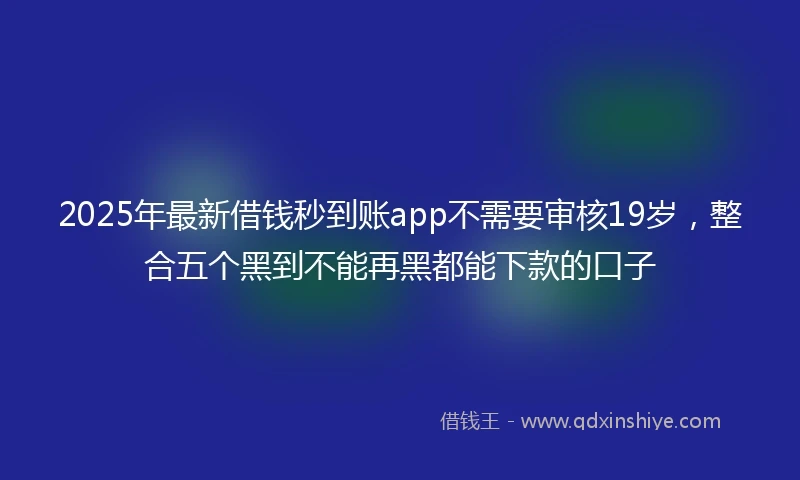 2025年最新借钱秒到账app不需要审核19岁，整合五个黑到不能再黑都能下款的口子