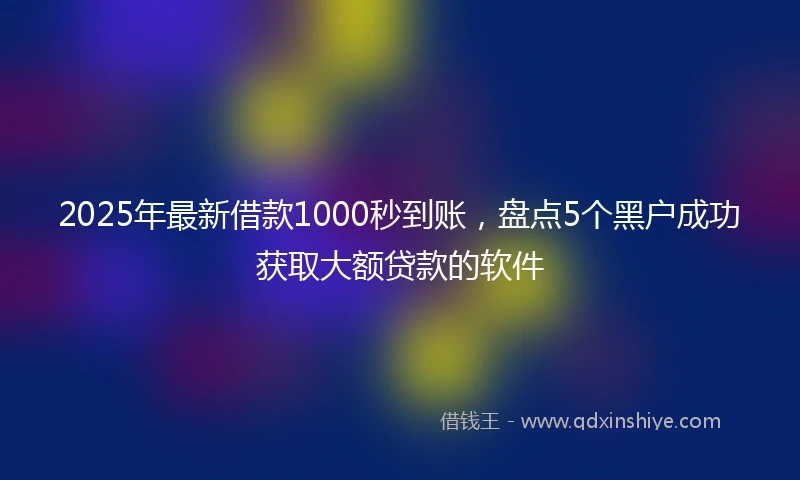 2025年最新借款1000秒到账，盘点5个黑户成功获取大额贷款的软件
