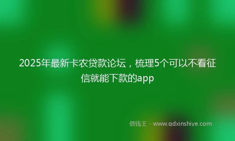 2025年最新卡农贷款论坛，梳理5个可以不看征信就能下款的app
