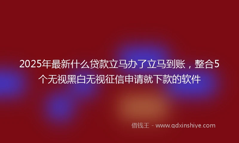 2025年最新什么贷款立马办了立马到账，整合5个无视黑白无视征信申请就下款的软件