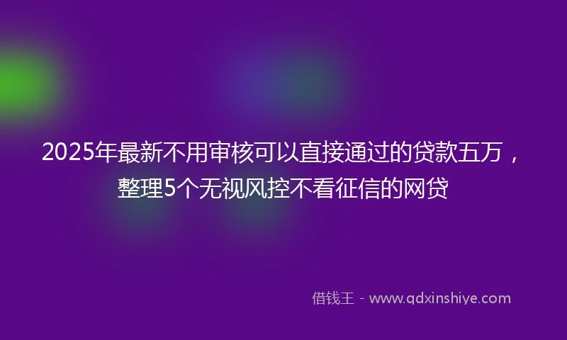 2025年最新不用审核可以直接通过的贷款五万，整理5个无视风控不看征信的网贷