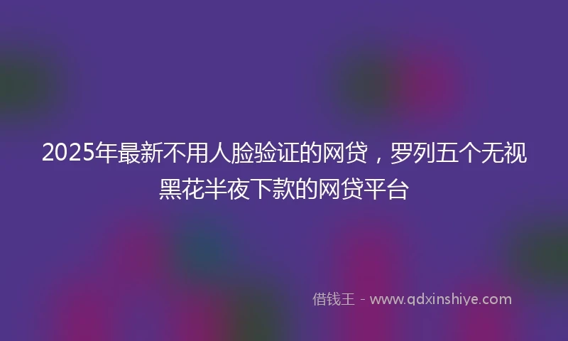 2025年最新不用人脸验证的网贷，罗列五个无视黑花半夜下款的网贷平台