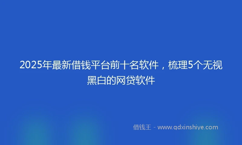 2025年最新借钱平台前十名软件，梳理5个无视黑白的网贷软件