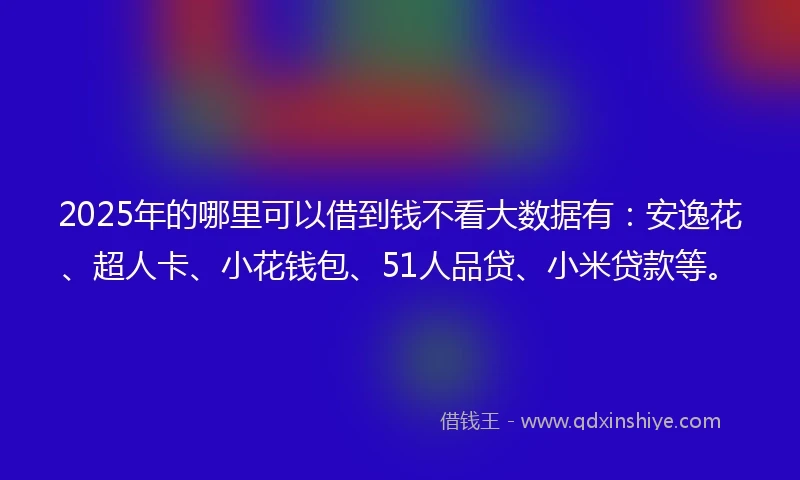 2025年的哪里可以借到钱不看大数据有：安逸花、超人卡、小花钱包、51人品贷、小米贷款等。