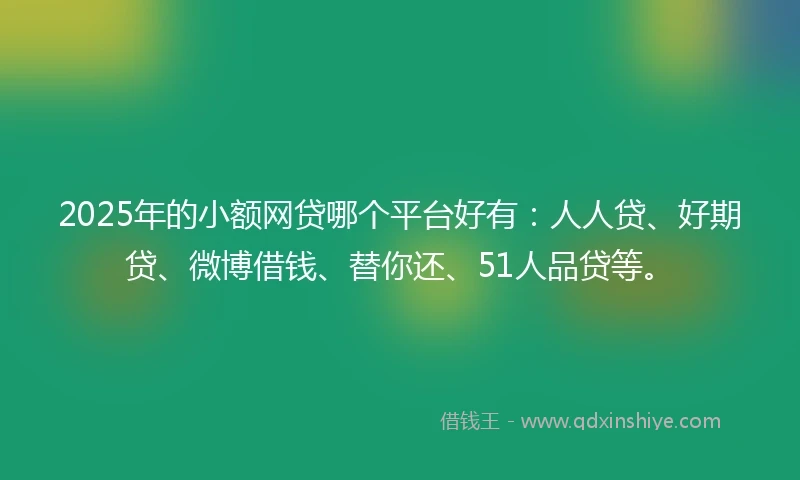 2025年的小额网贷哪个平台好有：人人贷、好期贷、微博借钱、替你还、51人品贷等。