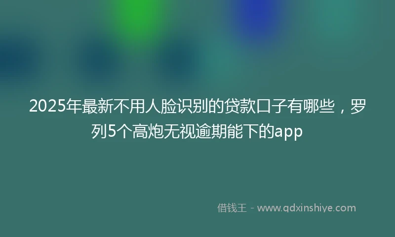 2025年最新不用人脸识别的贷款口子有哪些，罗列5个高炮无视逾期能下的app