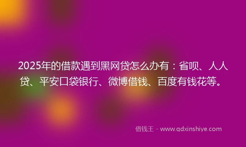 2025年的借款遇到黑网贷怎么办有：省呗、人人贷、平安口袋银行、微博借钱、百度有钱花等。